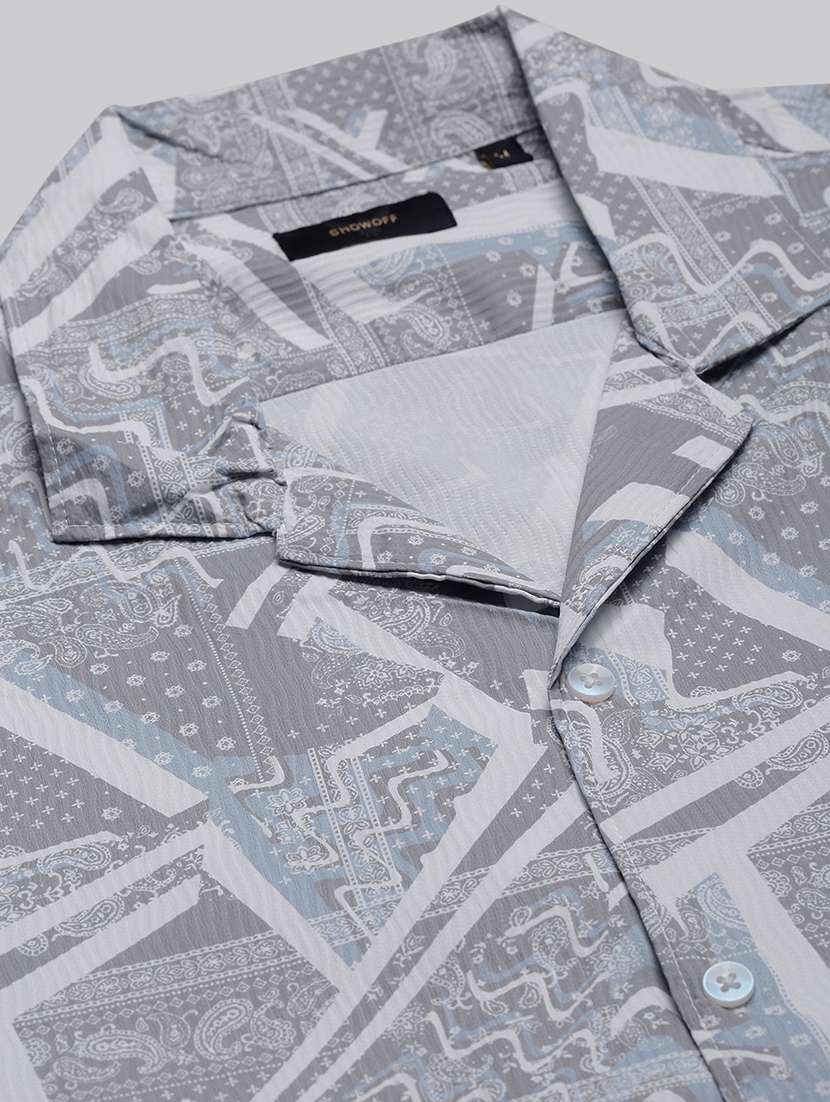 men printed cuban collared short sleeve shirt - 21955977 -  Standard Image - 5