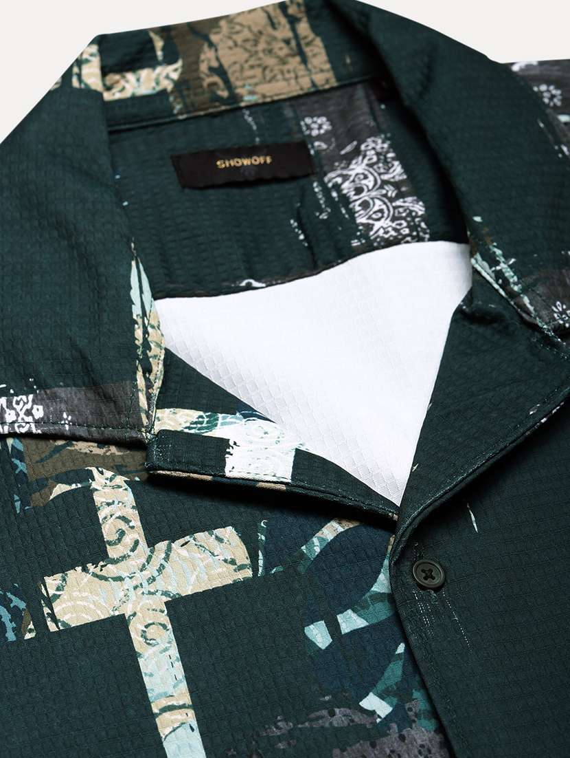 men printed cuban collared short sleeve shirt - 21955978 -  Standard Image - 5