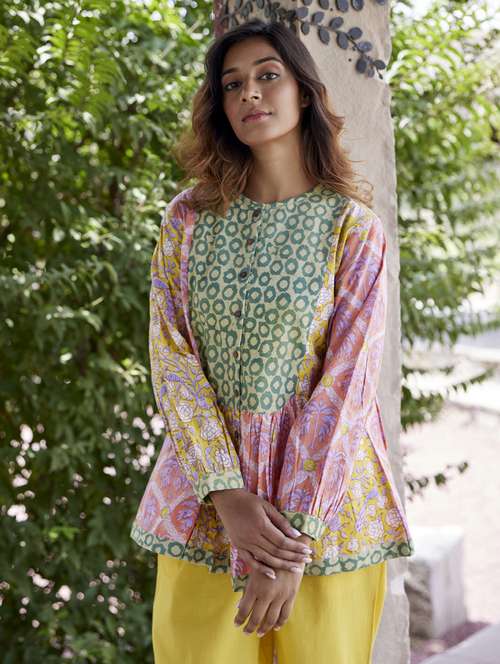 women printed long sleeve a-line ethnic top - 21956001 -  Standard Image - 0