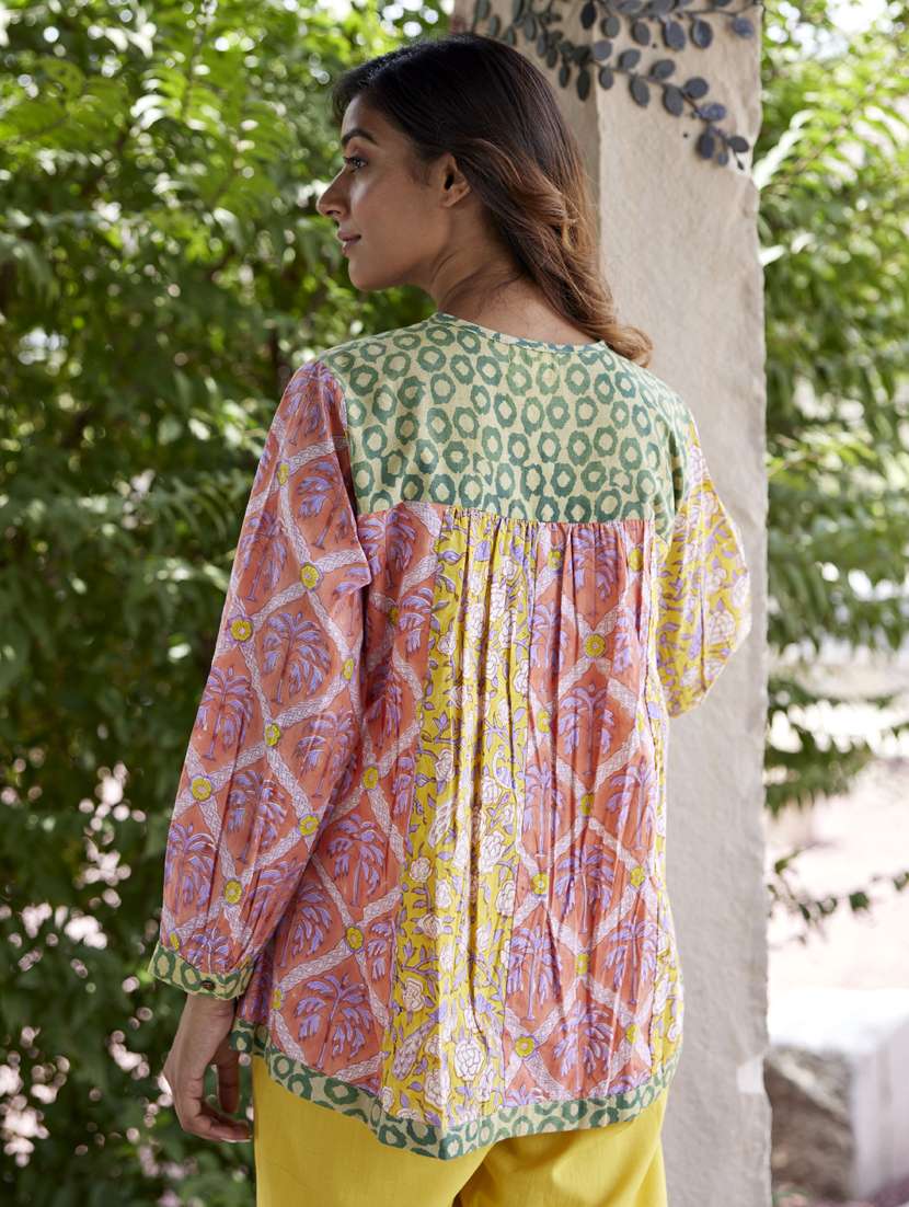 women printed long sleeve a-line ethnic top - 21956001 -  Standard Image - 3