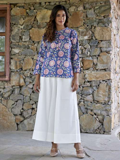 women printed long sleeve a-line ethnic top - 21956004 -  Standard Image - 0