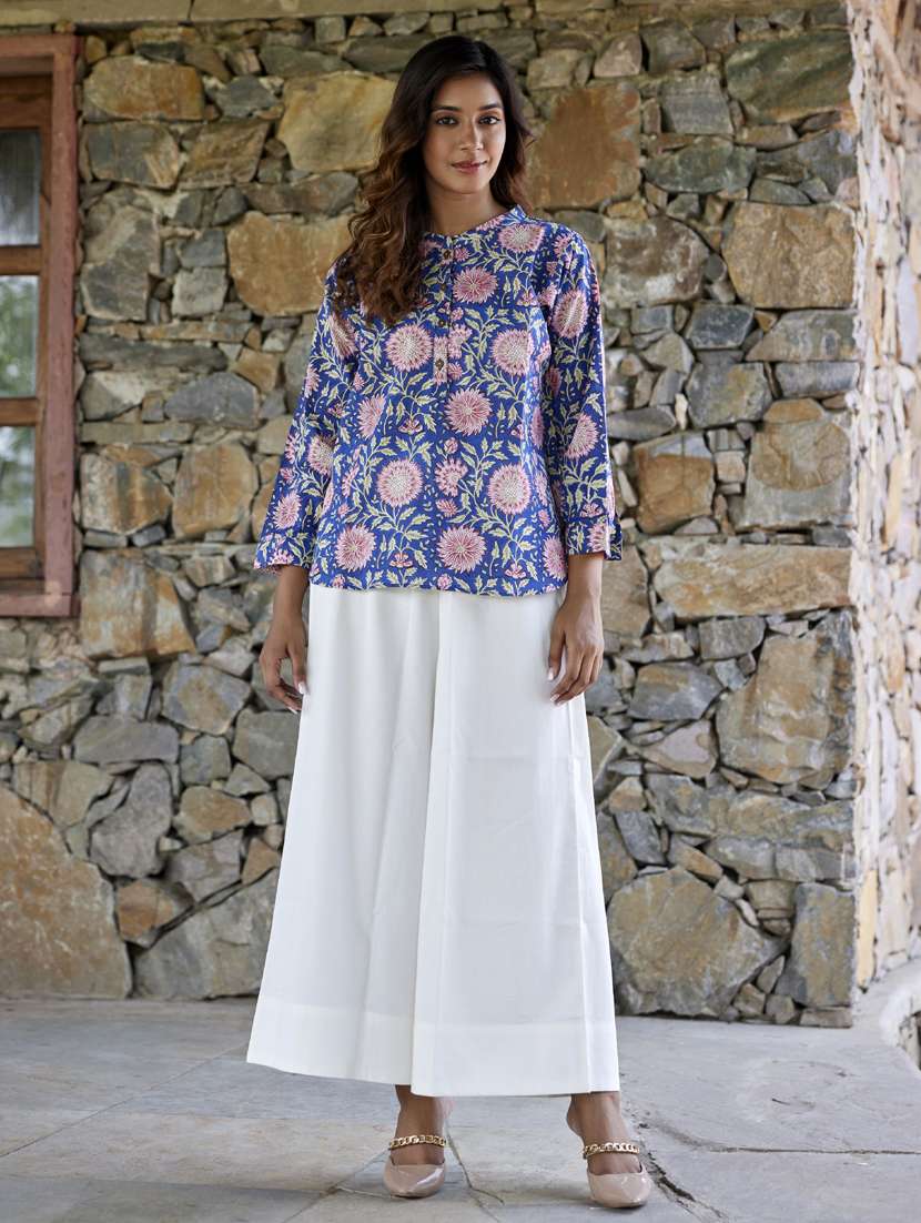 women printed long sleeve a-line ethnic top - 21956004 -  Zoom Image - 0