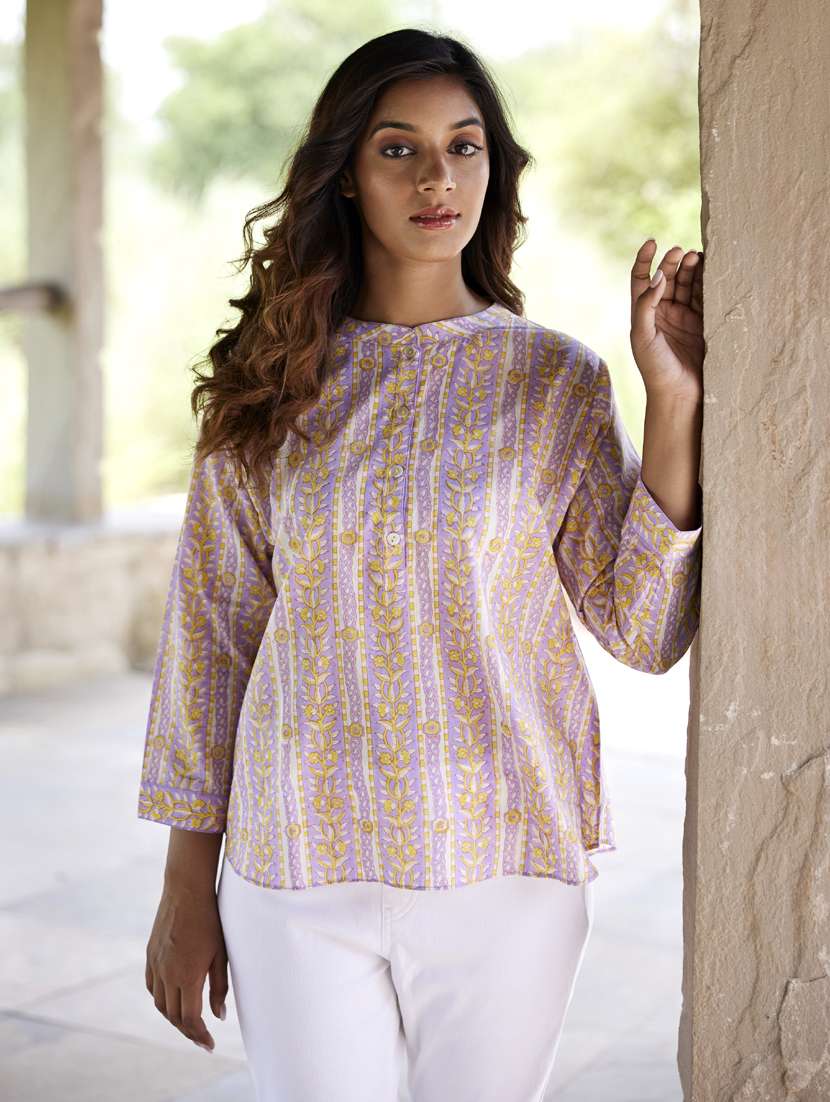 women printed long sleeve a-line ethnic top - 21956005 - Zoom Image - 0