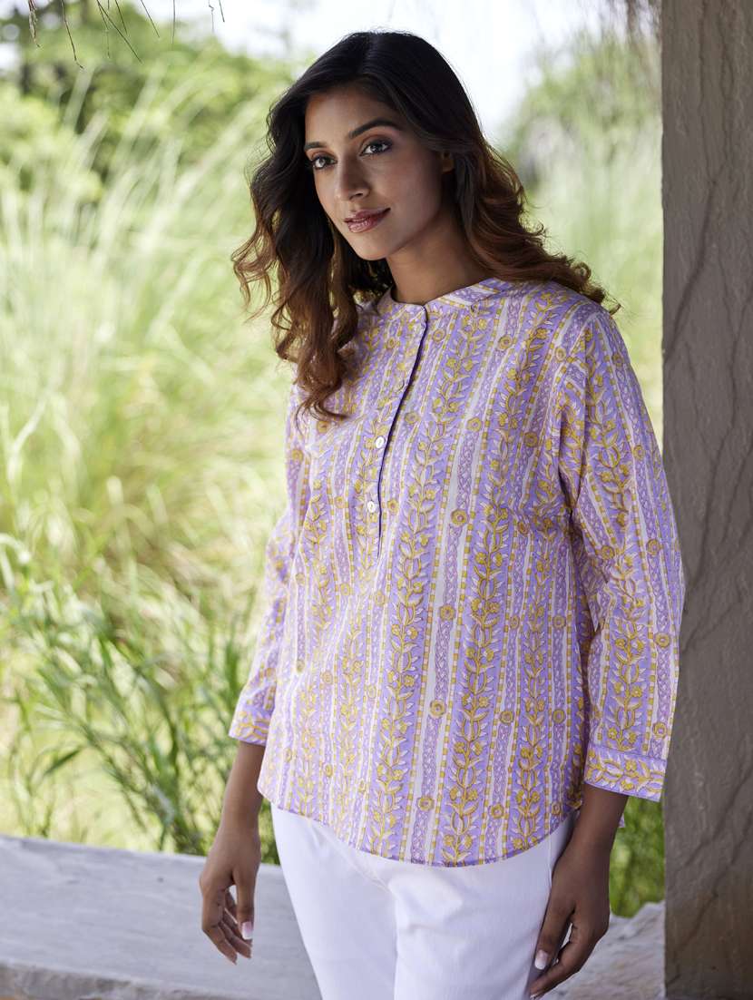women printed long sleeve a-line ethnic top - 21956005 - Standard Image - 3