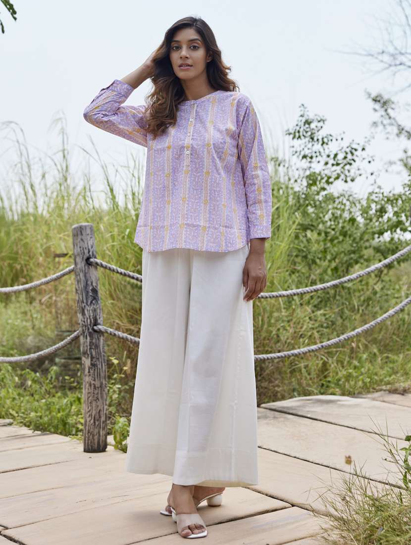women printed long sleeve a-line ethnic top - 21956006 -  Zoom Image - 0