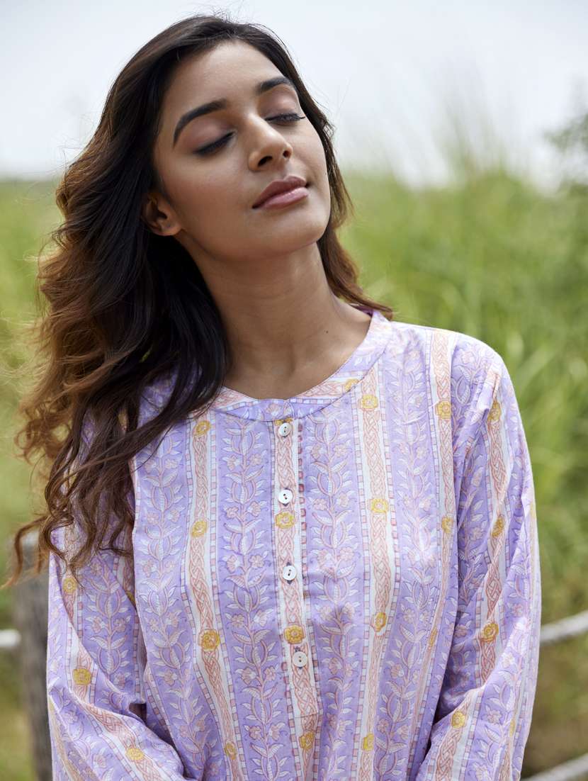 women printed long sleeve a-line ethnic top - 21956006 -  Standard Image - 3