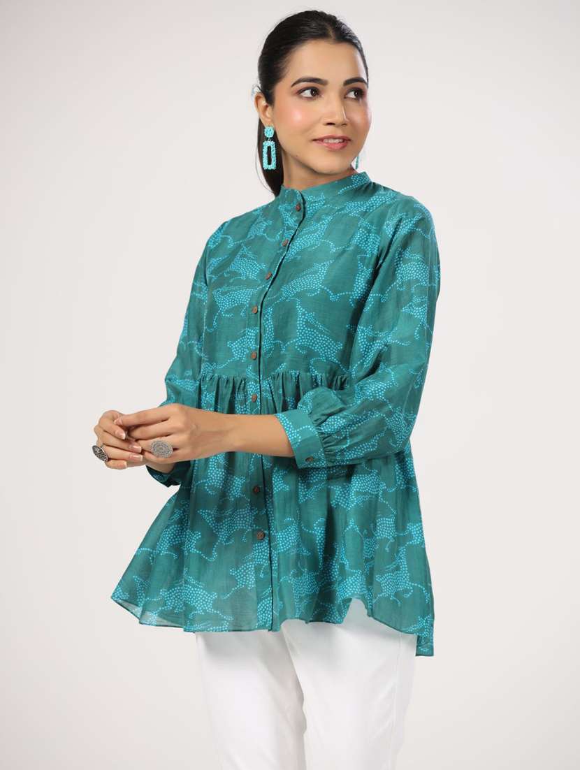 women three quarter sleeve peplum ethnic top - 21956010 - Standard Image - 3