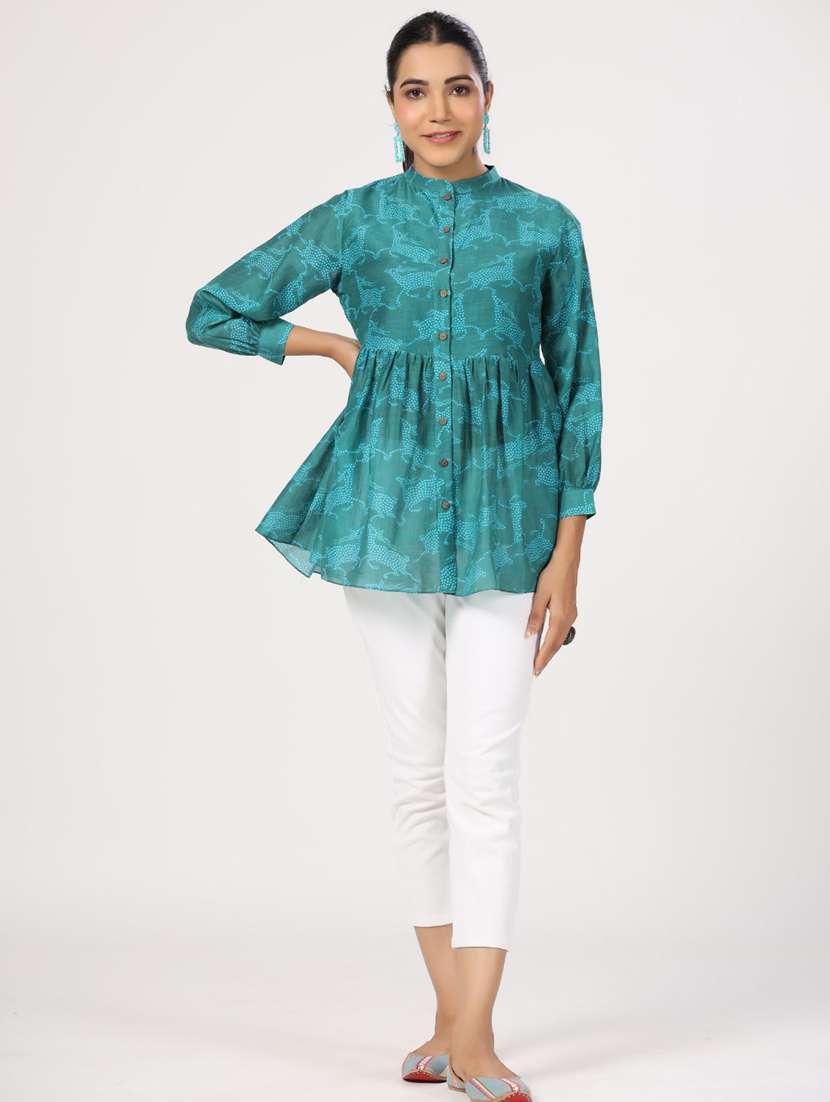 women three quarter sleeve peplum ethnic top - 21956010 - Standard Image - 5