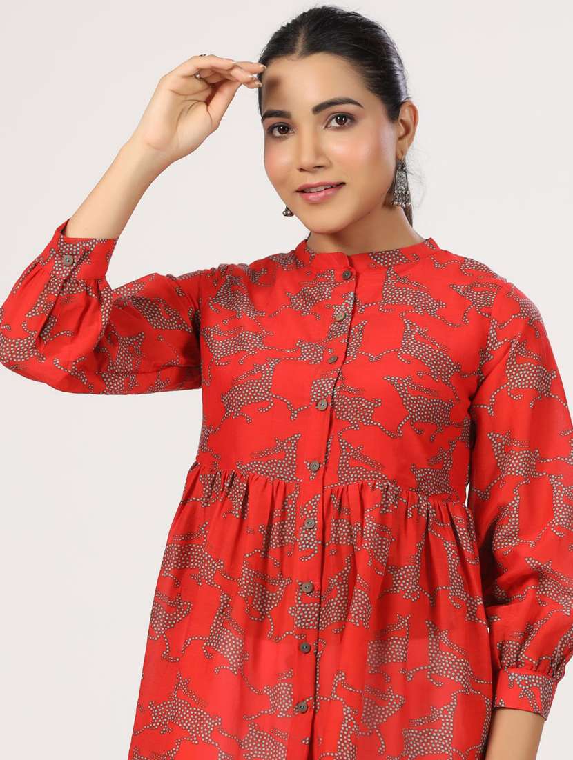 women three quarter sleeve peplum ethnic top - 21956011 - Standard Image - 5
