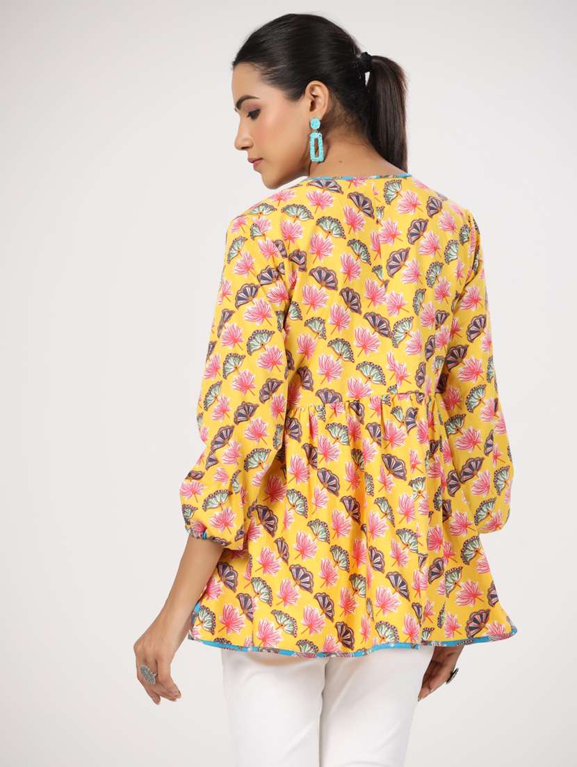 women three quarter sleeve peplum ethnic top - 21956014 - Standard Image - 5