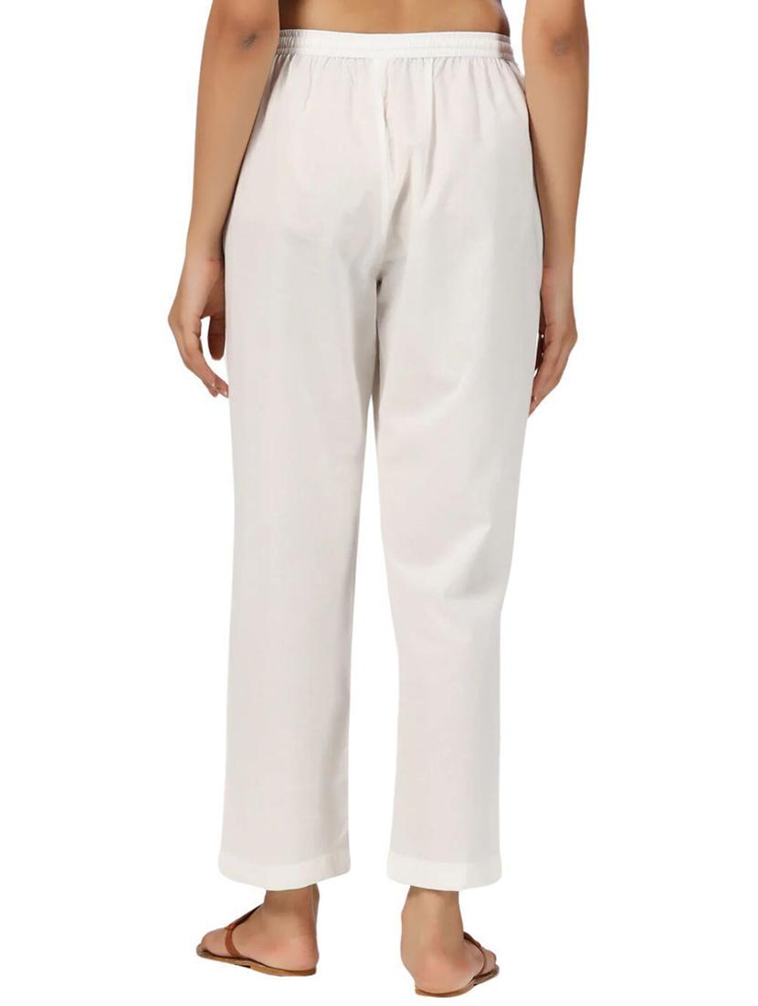 women white solid mid rise tapered pant - 21956030 - Standard Image - 3