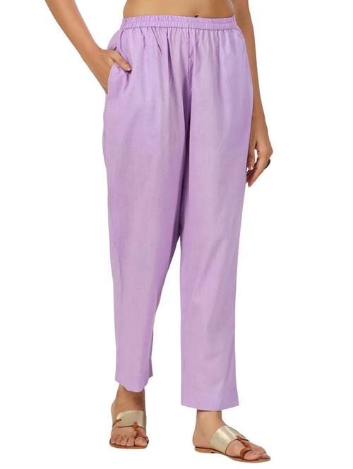 women lavender solid mid rise tapered pant - 21956032 -  Standard Image - 0