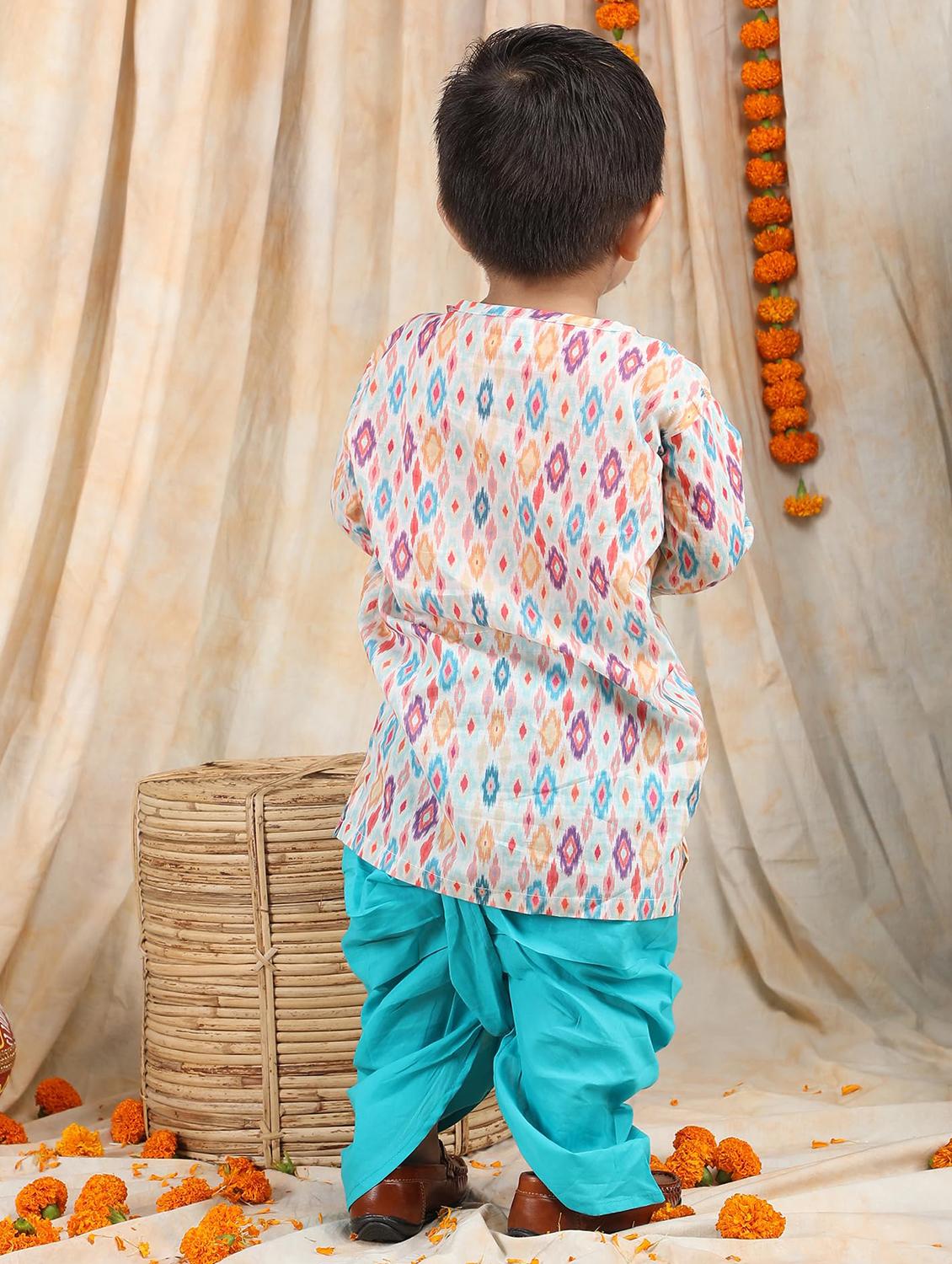 boys printed kurta and dhoti set - 21956052 - Standard Image - 3