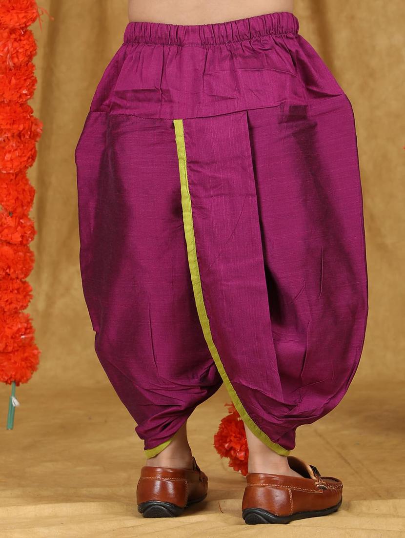 boys solid long sleeve kurta and dhoti set - 21956056 - Standard Image - 5