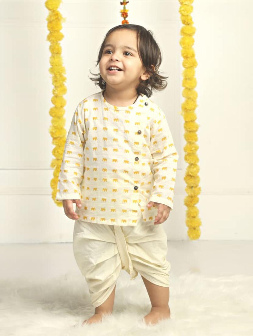 boys printed long sleeve kurta and dhoti set - 21956058 - Zoom Image - 0
