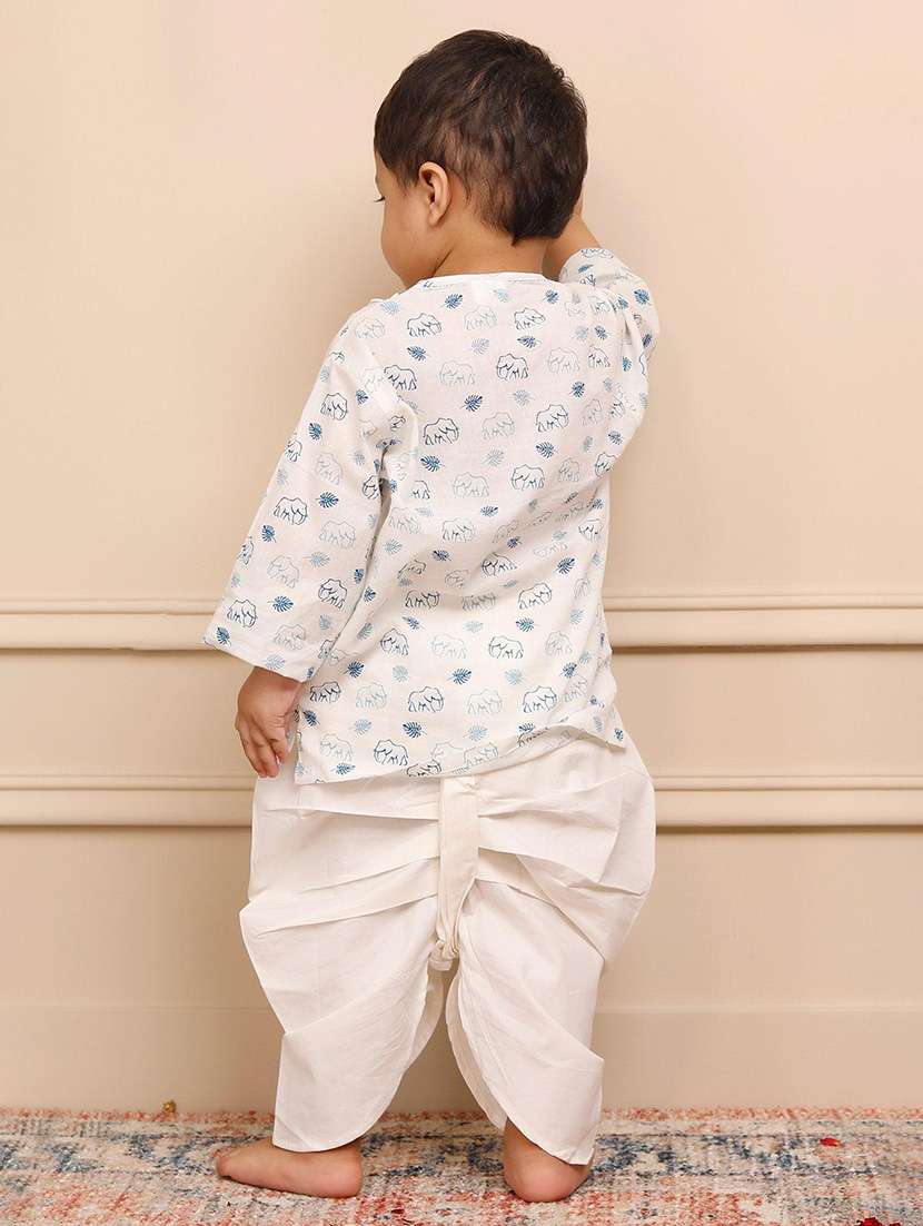 boys printed long sleeve kurta and dhoti set  - 21956059 -  Standard Image - 3