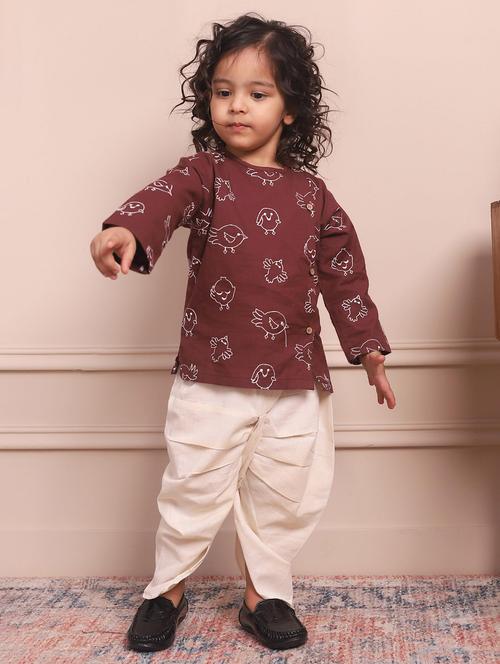 boys printed long slevee kurta and dhoti set - 21956061 - Standard Image - 0