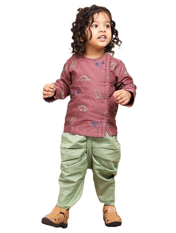 boys embroidered kurta and dhoti set 