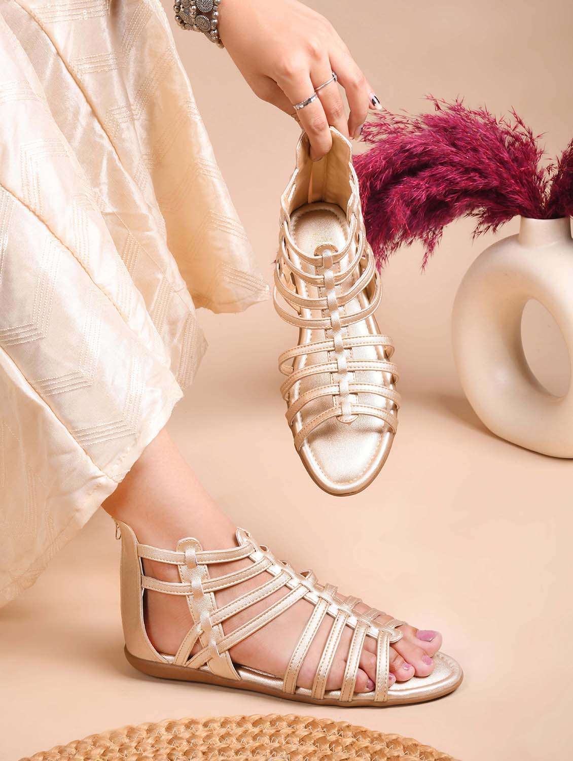 women gold gladiators sandal