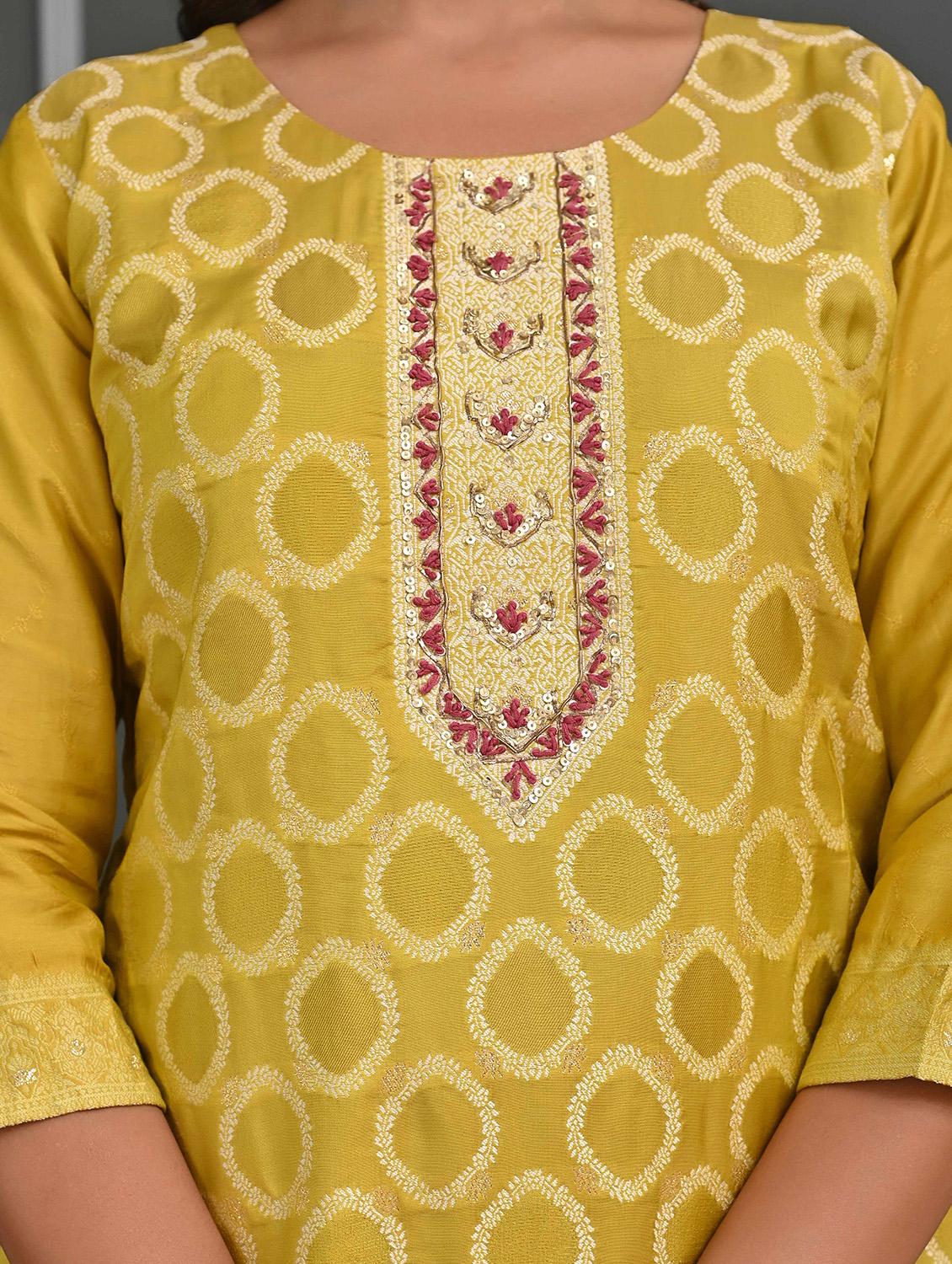 women three quarter sleeve kurta sharara with dupatta set - 21956088 - Standard Image - 3