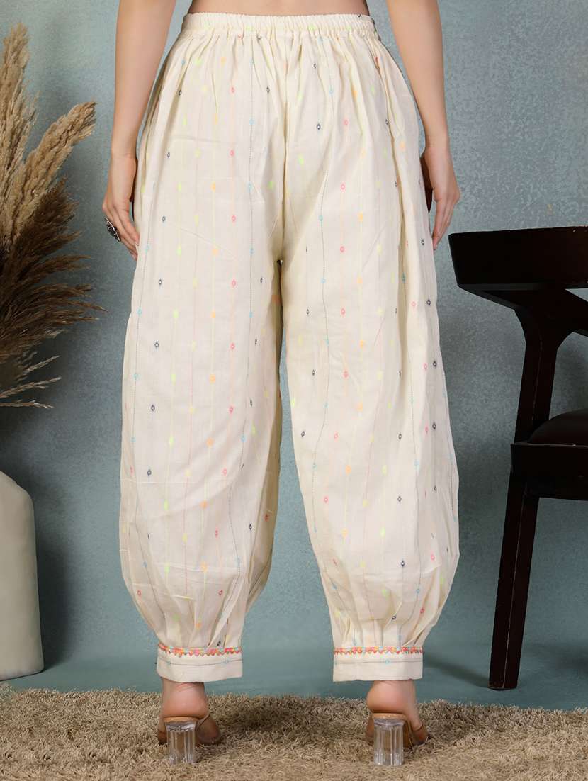 women cream self design mid rise salwar - 21956111 -  Standard Image - 3