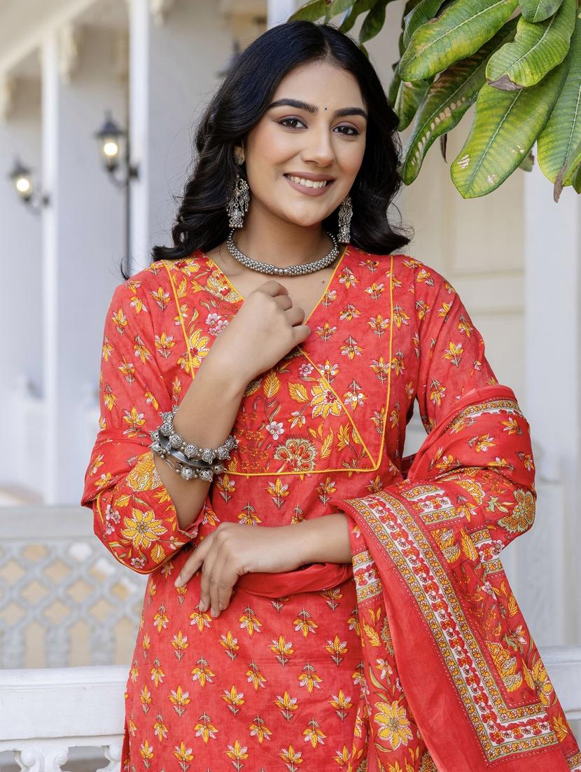 women three quarter sleeve kurta pant with dupatta set - 21956148 - Standard Image - 5