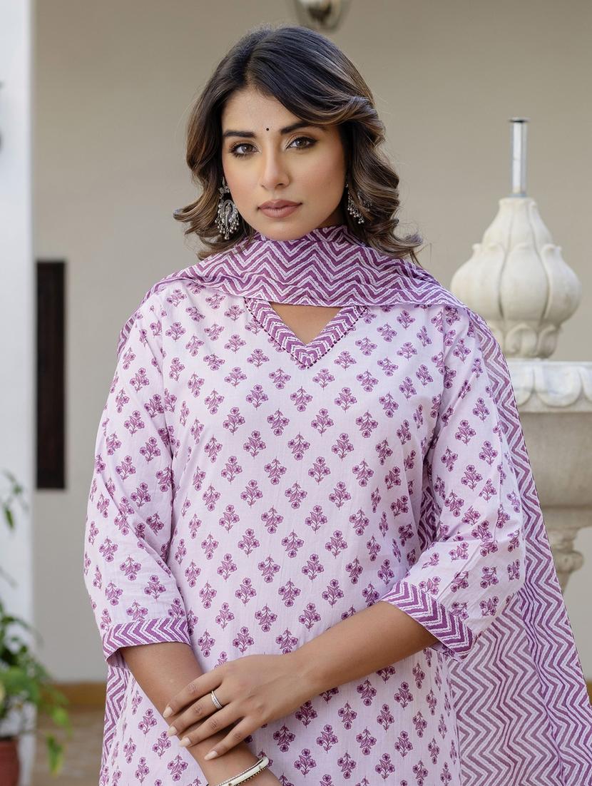 women three quarter sleeve kurta pant with dupatta set - 21956164 - Standard Image - 5