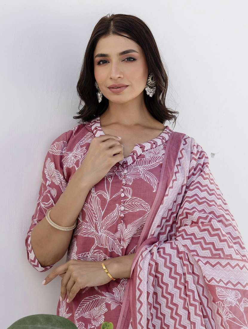 women three quarter sleeve kurta pant with dupatta set - 21956183 - Standard Image - 5