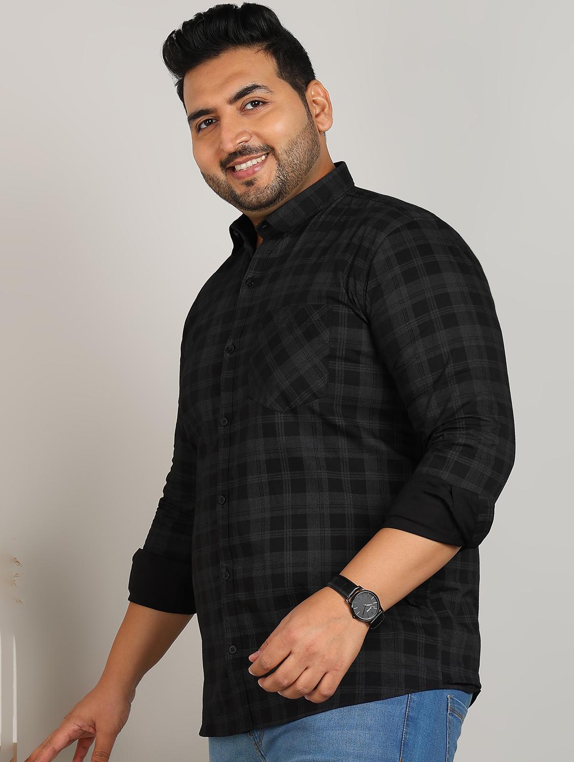 men plus size checkered long sleeve regular fit casual shirt - 21956190 - Standard Image - 3