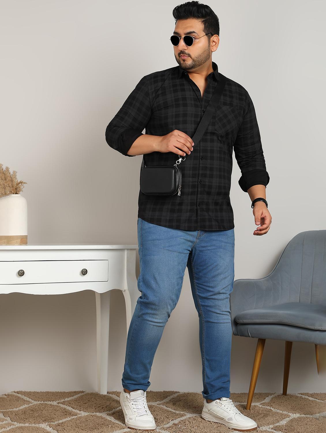 men plus size checkered long sleeve regular fit casual shirt - 21956190 - Standard Image - 5