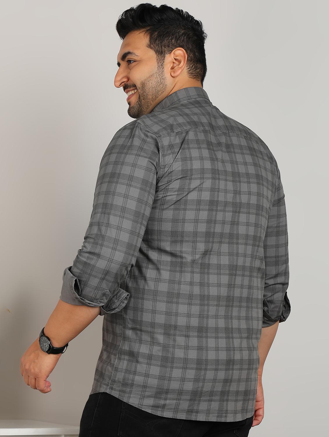 men plus size checkered long sleeve regular fit casual shirt - 21956191 - Standard Image - 3