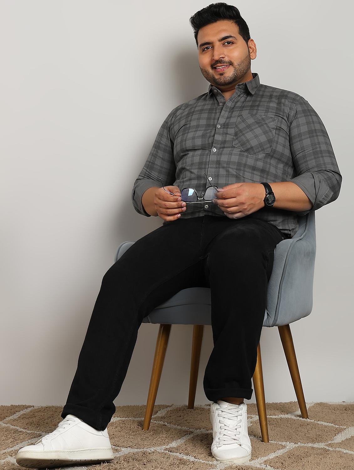 men plus size checkered long sleeve regular fit casual shirt - 21956191 - Standard Image - 5