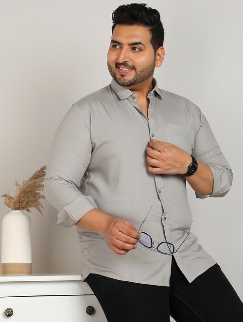 men plus size solid long sleeve regular fit casual shirt - 21956194 -  Standard Image - 0