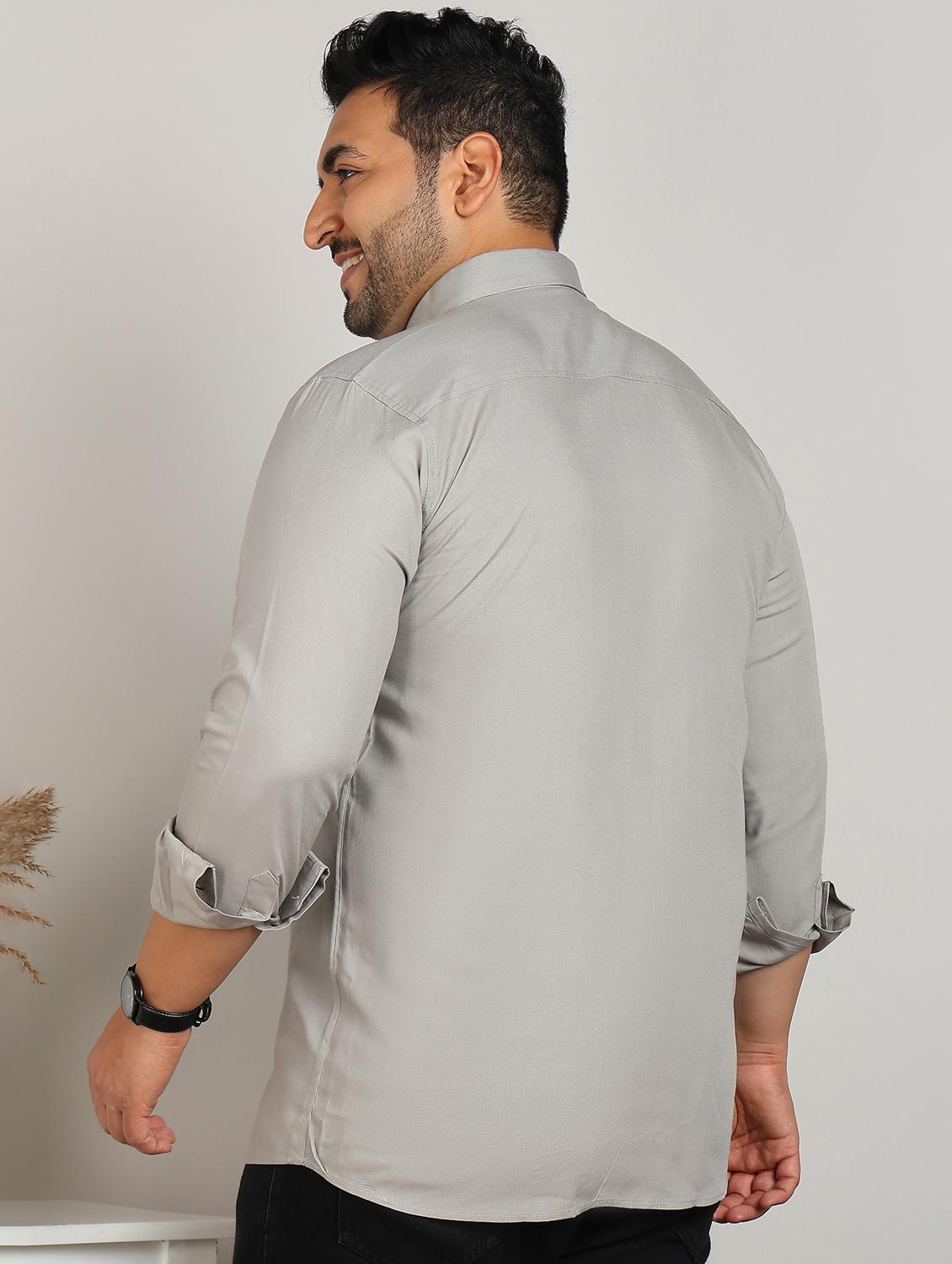 men plus size solid long sleeve regular fit casual shirt - 21956194 - Standard Image - 3