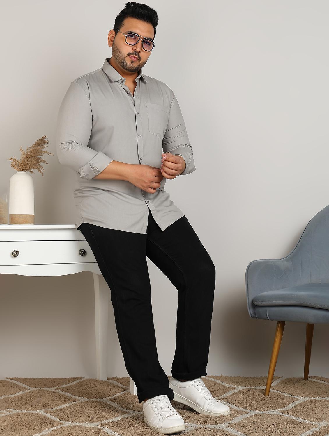 men plus size solid long sleeve regular fit casual shirt - 21956194 - Standard Image - 5