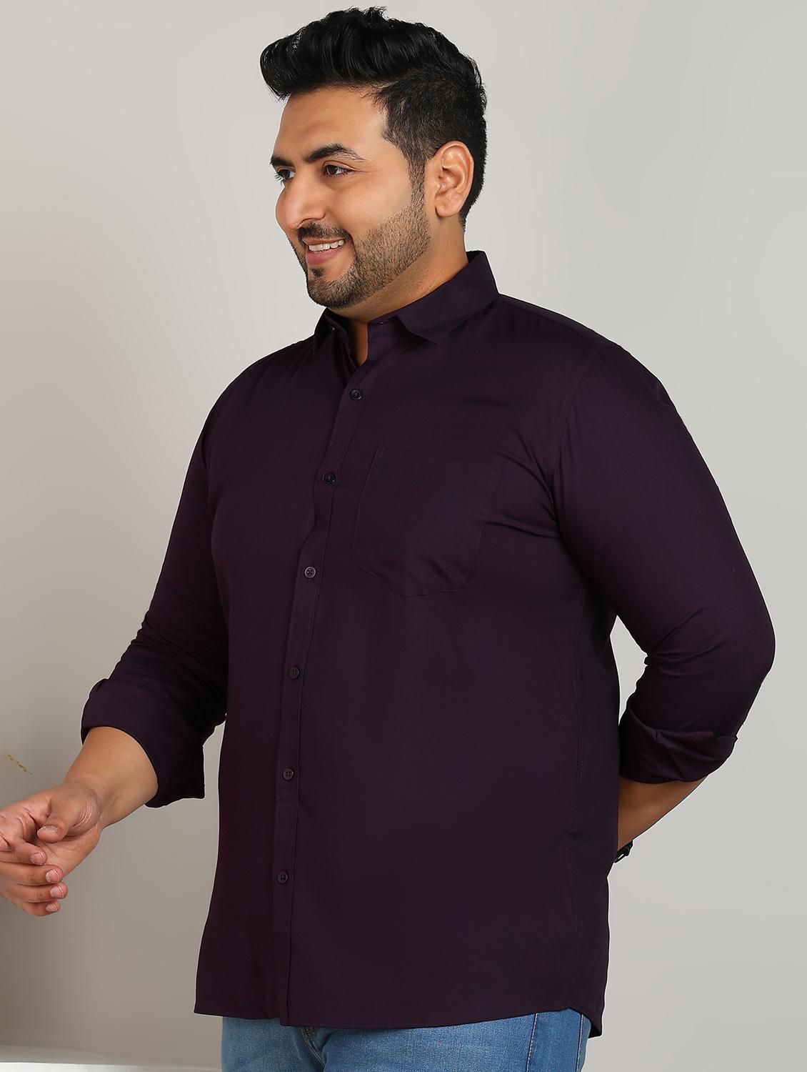 men plus size solid long sleeve regular fit casual shirt - 21956195 - Standard Image - 3