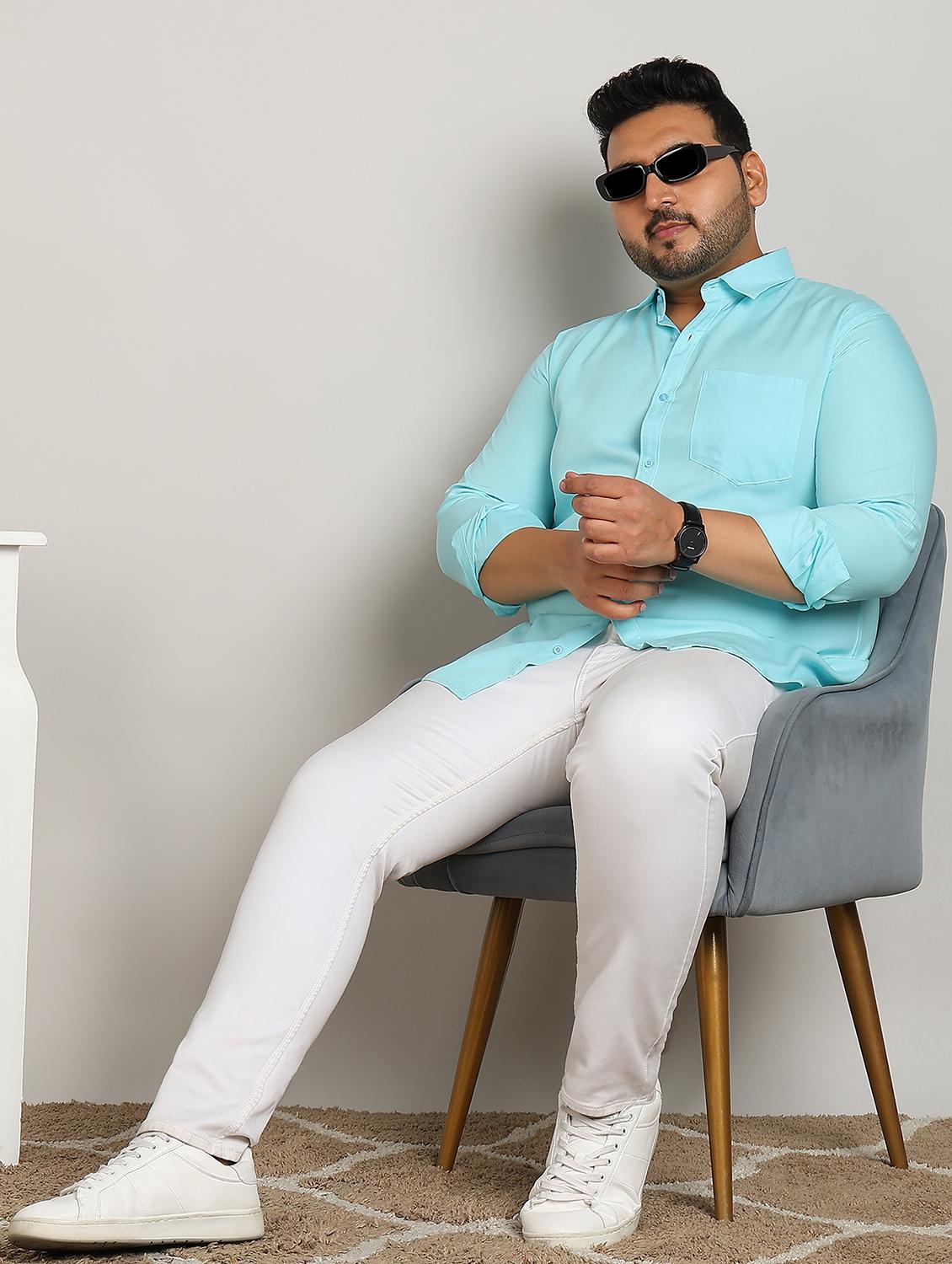 men plus size solid long sleeve regular fit casual shirt - 21956197 - Standard Image - 5
