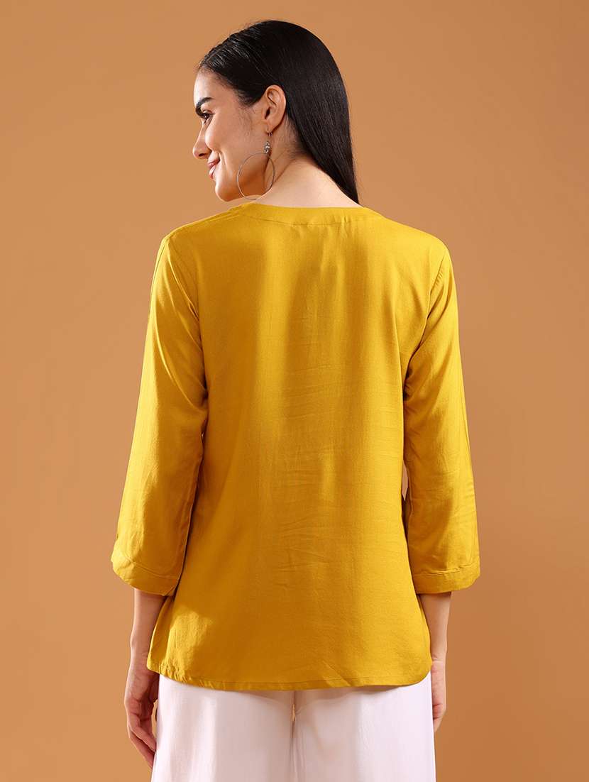 women embroidered three quarter sleeve kurti - 21956248 -  Standard Image - 3