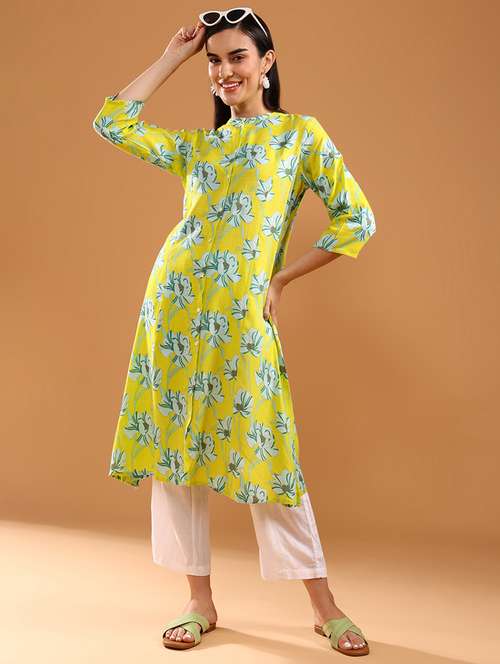 women three quarter sleeve straight kurta - 21956318 -  Standard Image - 0