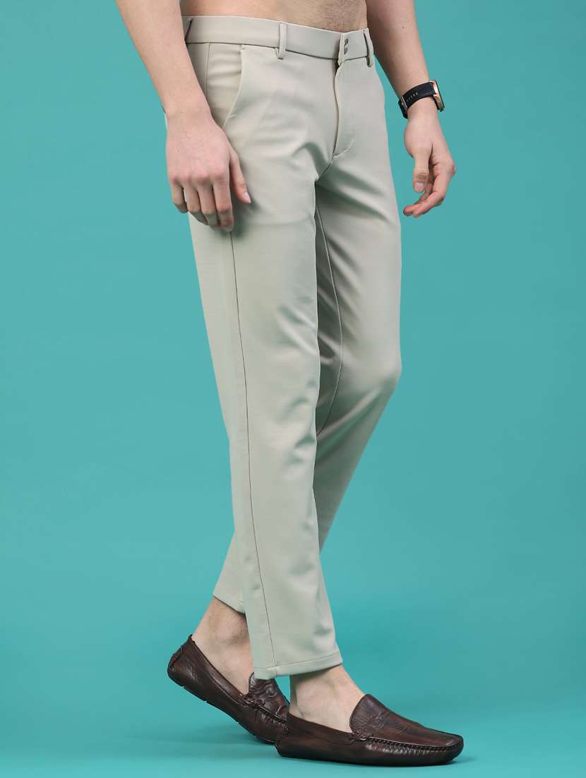 men solid mid rise chinos casual trouser - 21956331 -  Standard Image - 3