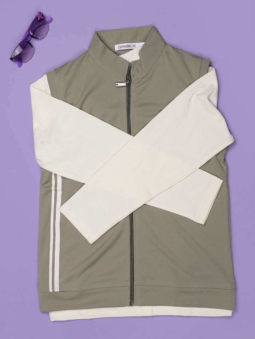 boys color blocked henley neck long sleeve regular jacket