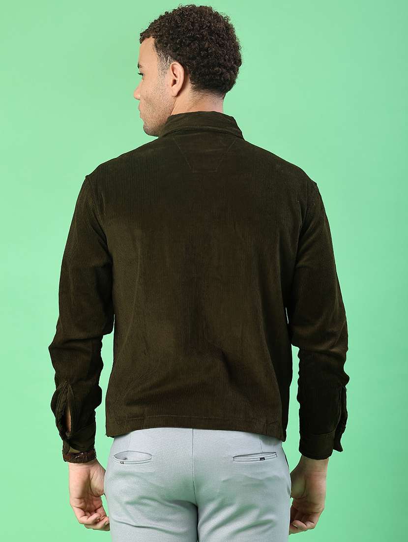 men solid collared long sleeve shacket - 21956361 -  Standard Image - 3