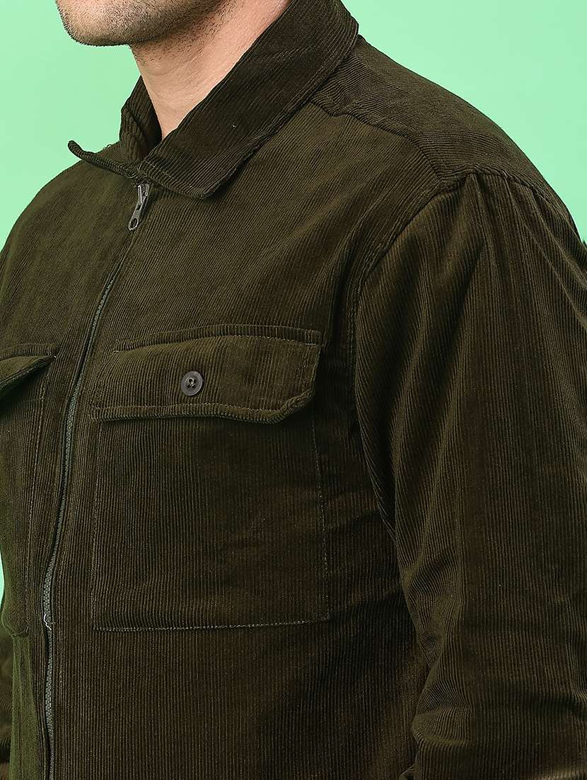 men solid collared long sleeve shacket - 21956361 -  Standard Image - 5