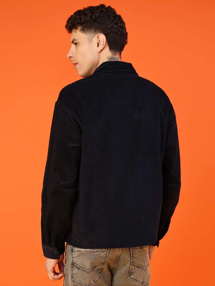 men solid collared long sleeve shacket - 21956362 -  Standard Image - 3