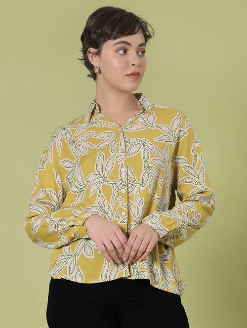 women printed collared long sleeve shirt - 21956363 -  Standard Image - 0