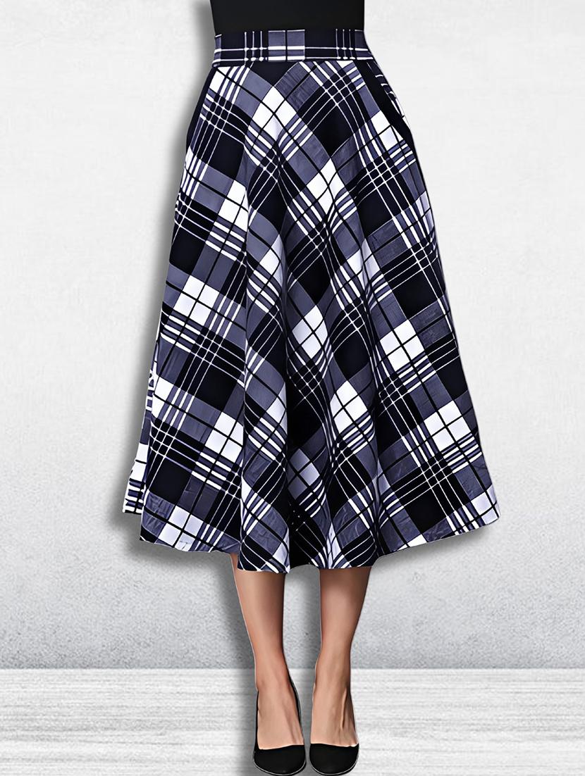 women checkered mid rise flared skirt - 21956451 - Zoom Image - 0