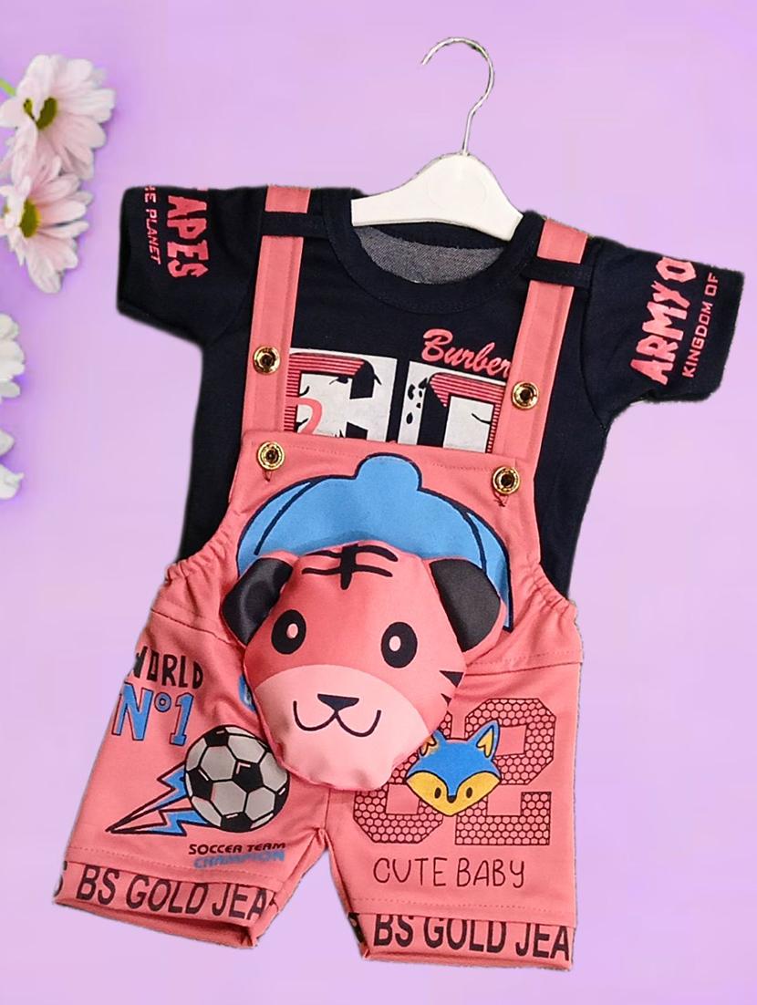 kids printed t-shirt with dungree set - 21956456 - Zoom Image - 0