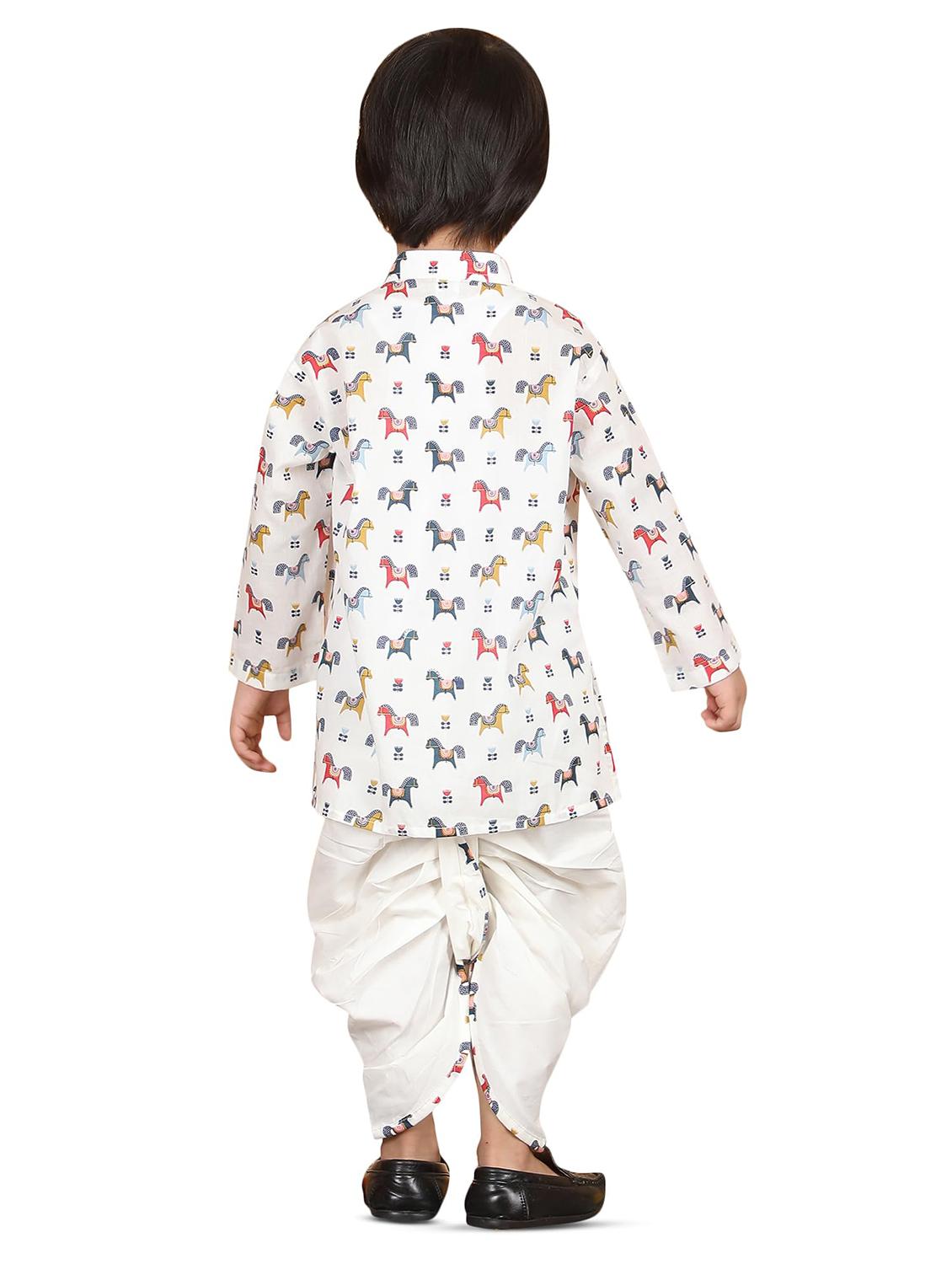 boys printed long sleeve kurta and dhoti set - 21956479 - Standard Image - 3