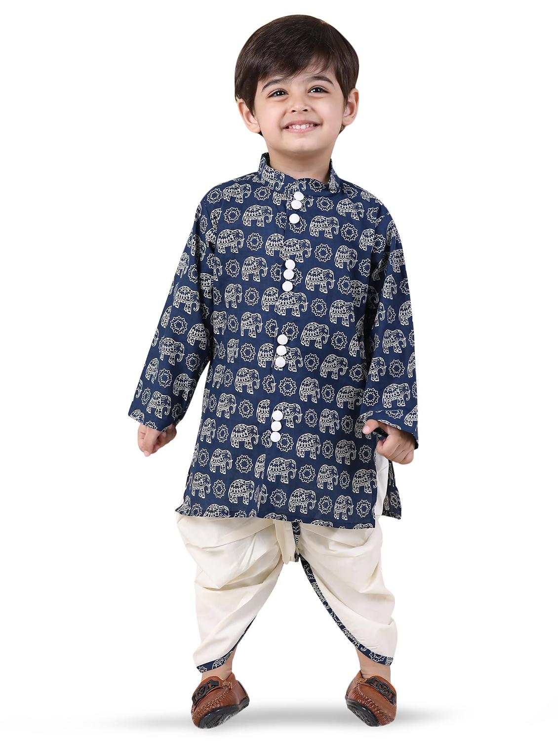boys printed long sleeve kurta and dhoti set - 21956482 - Zoom Image - 0