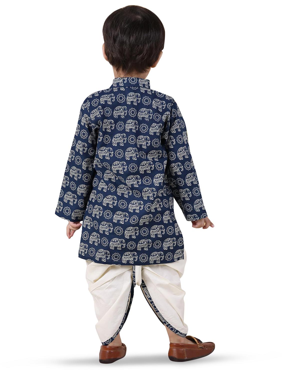 boys printed long sleeve kurta and dhoti set - 21956482 - Standard Image - 3